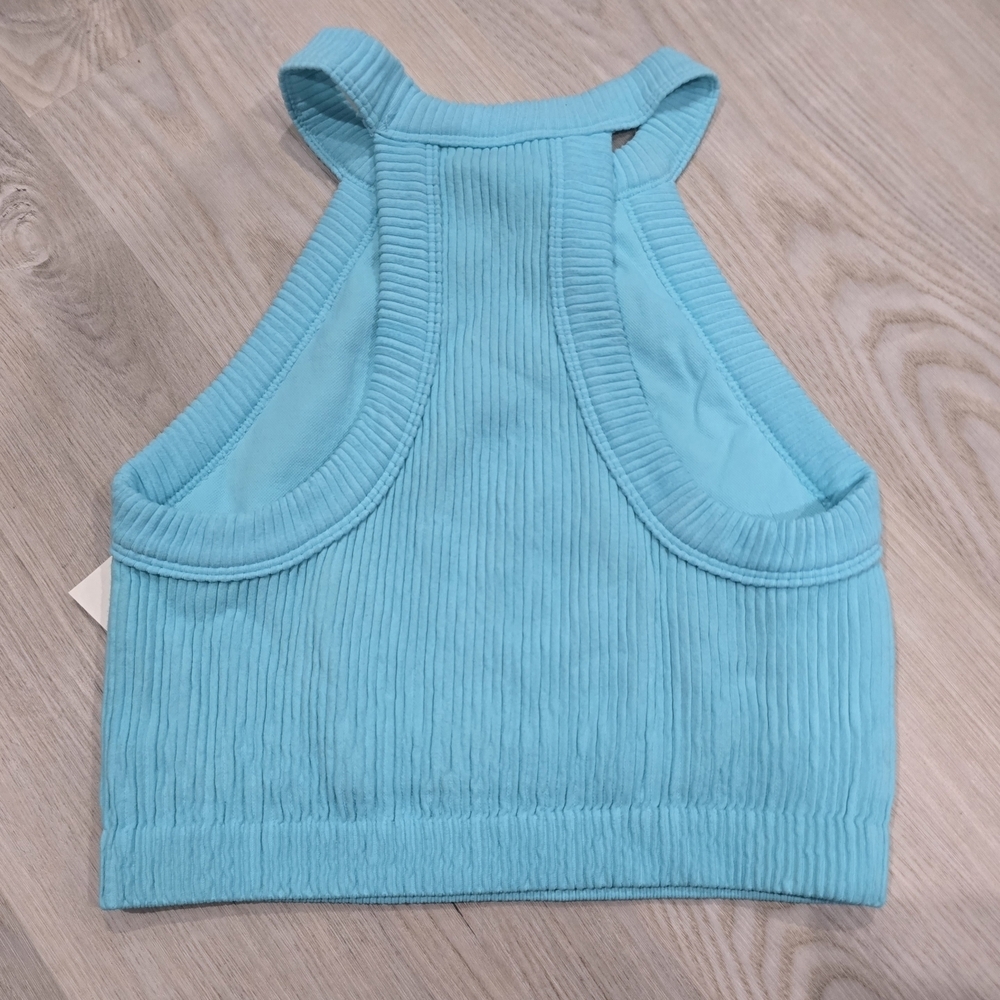 Aerie Superchill Seamless High Neck Bra Top Light Blue Size S NWT - Picture 6 of 6